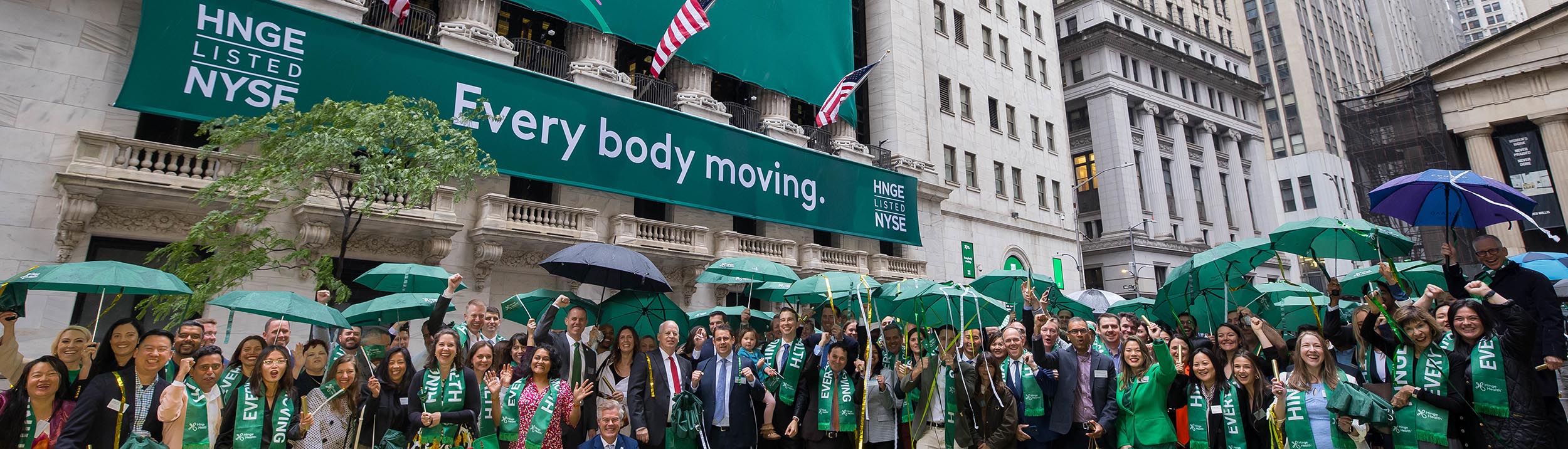 Hinge Health IPO - Celebrating in front of the NYSE facade