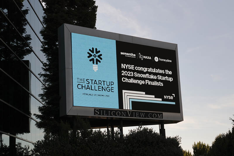 Silicon Valley billboard Snowflake Challenge congrats message