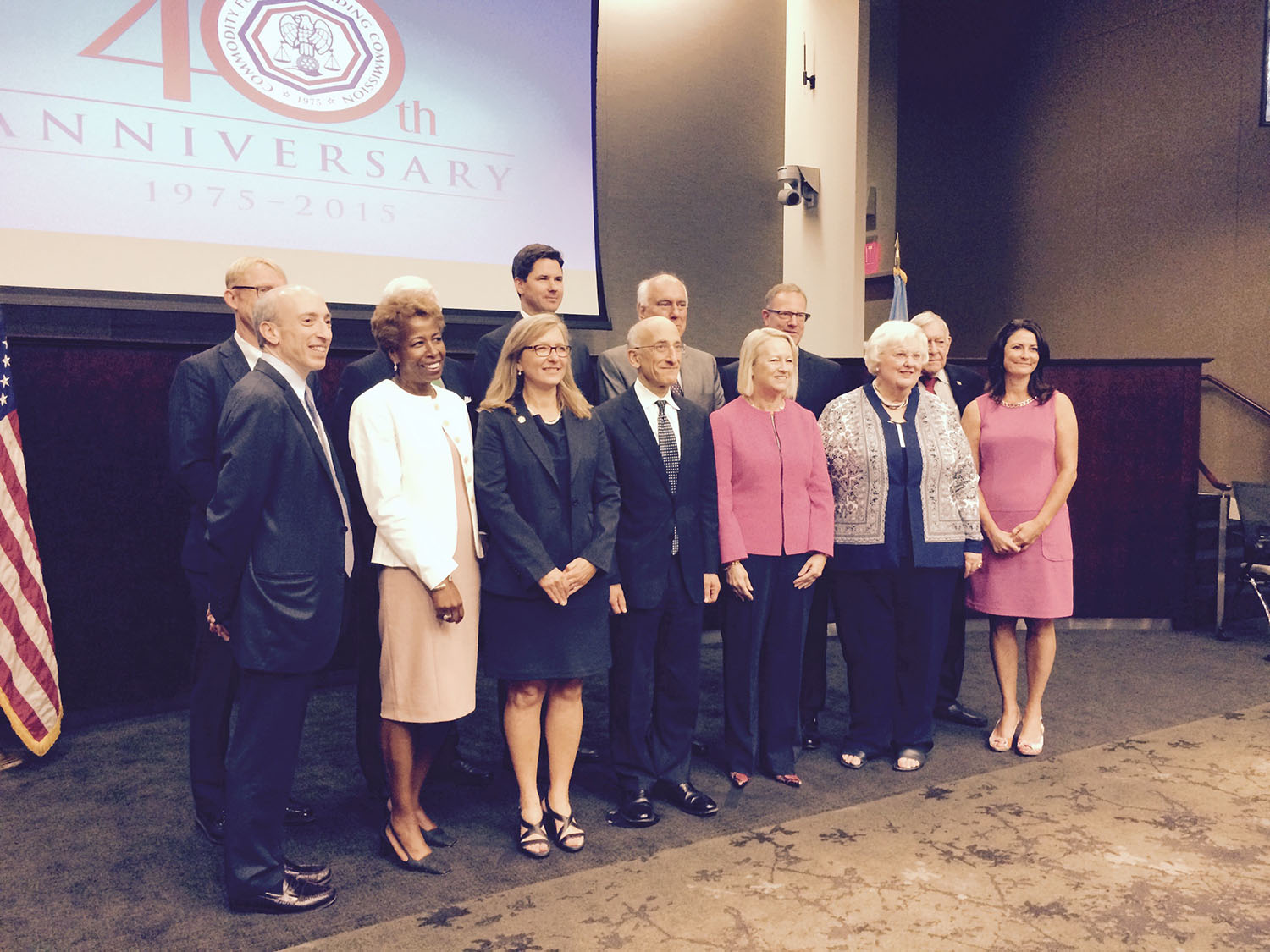 Sharon Bowen with former fellow CFTC commissioners