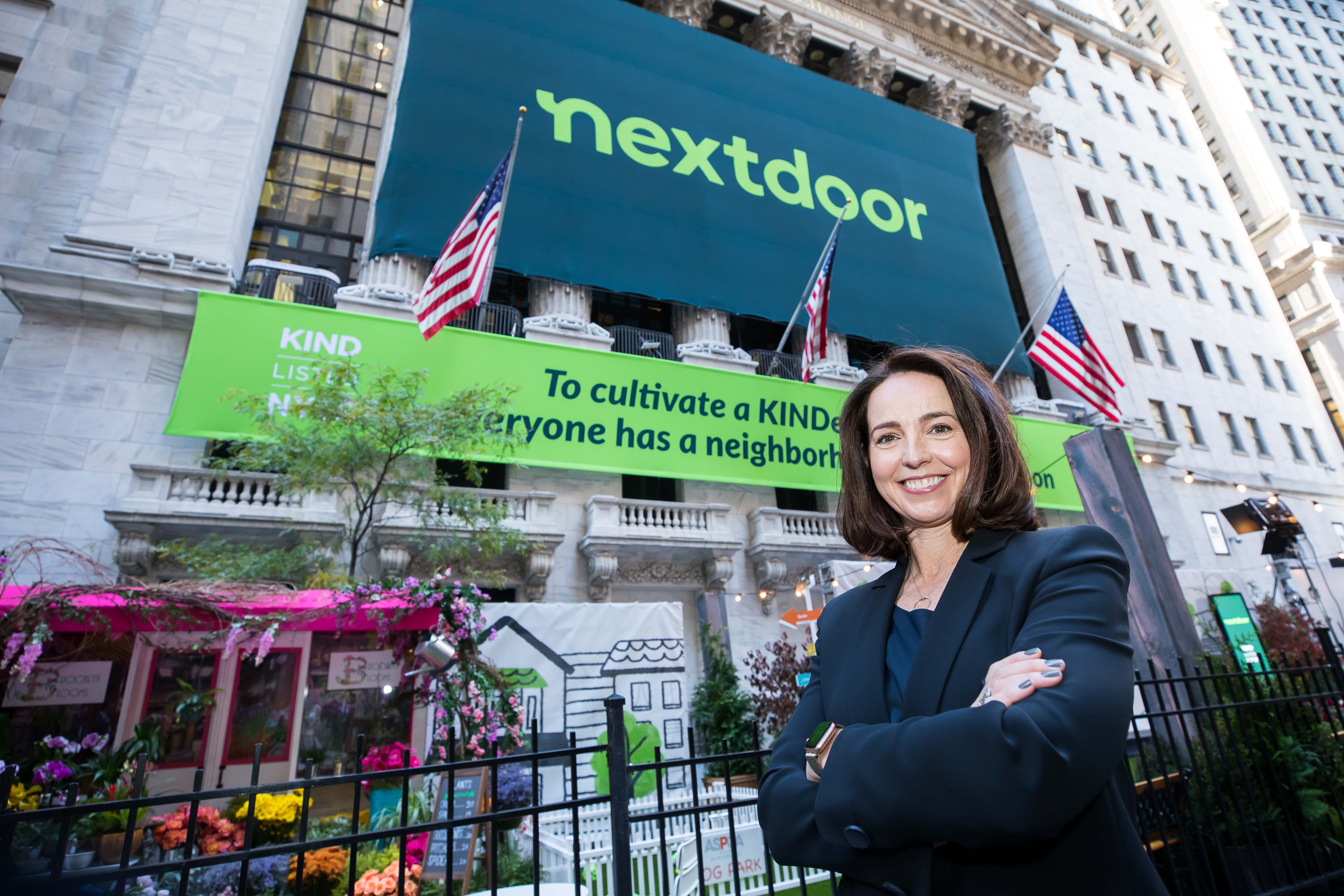Nextdoor's listing day "neighborhood" just behind CEO Sarah Friar