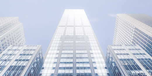 looking up at buildings