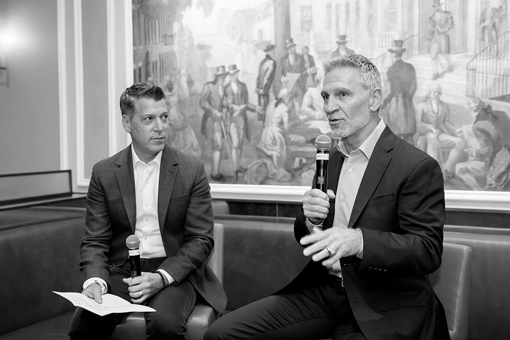 Scott Wapner, CNBC with Phil McConkey, Former NY Giants great and Academy Securities President 